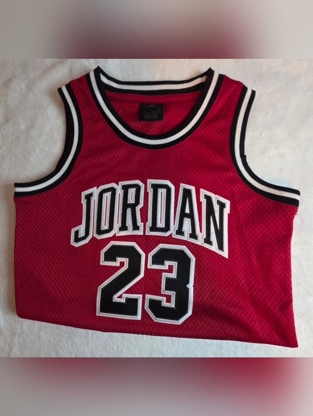 Michael Jordan #23 Kids Basketball Jersey Red Mesh Tank Top Size Large (Youth L)